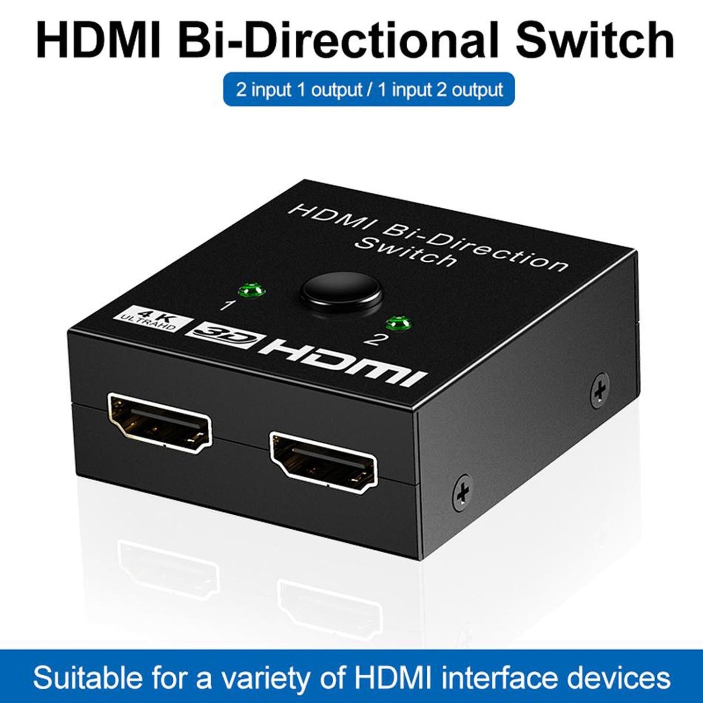 1080P Ultra HD 4K HDMI Switch Switcher 2 Splitter Hub 2 Ports For HDTV