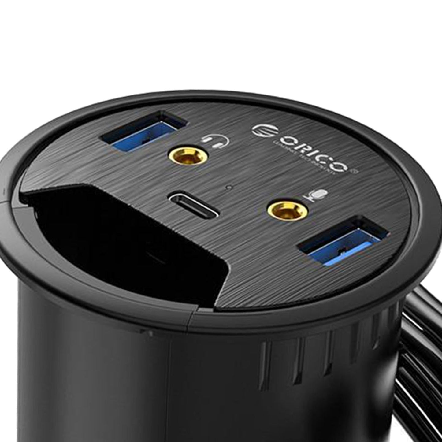 Desktop Power Grommet Hub with 2 Type A 1 Type-C Port for 2.36 Grommet Hole"