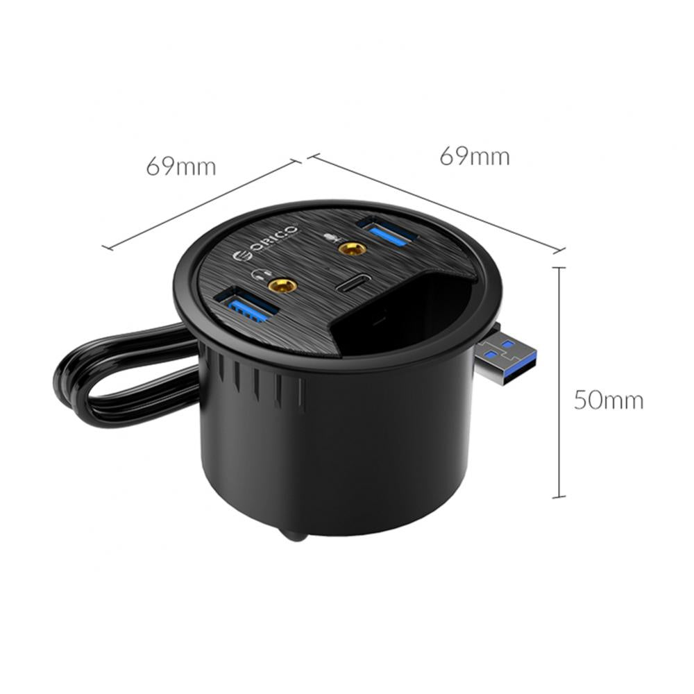 Desktop Power Grommet Hub with 2 Type A 1 Type-C Port for 2.36 Grommet Hole"