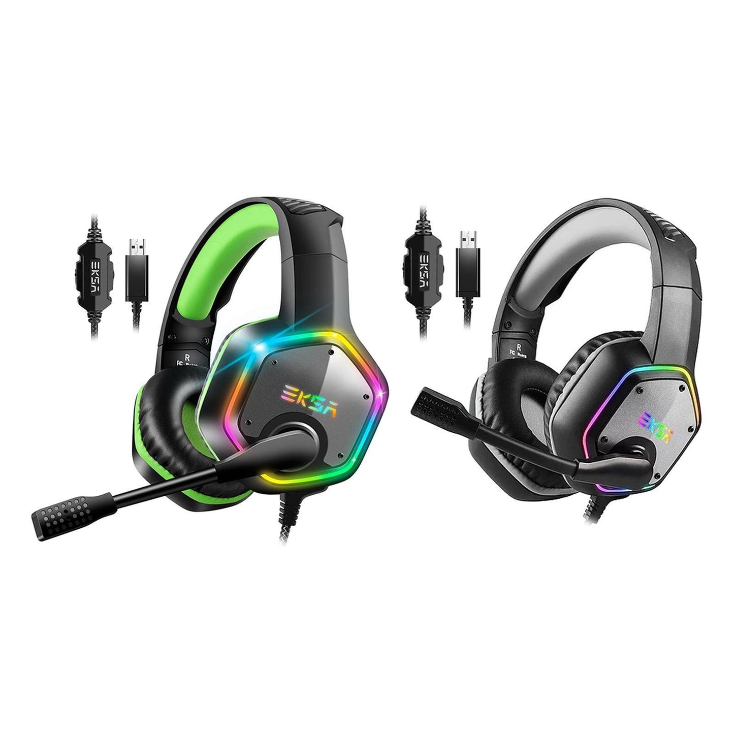 EKSA E1000 USB Gaming Headsets On Ear Stereo Earphone Headphone Black+Grey