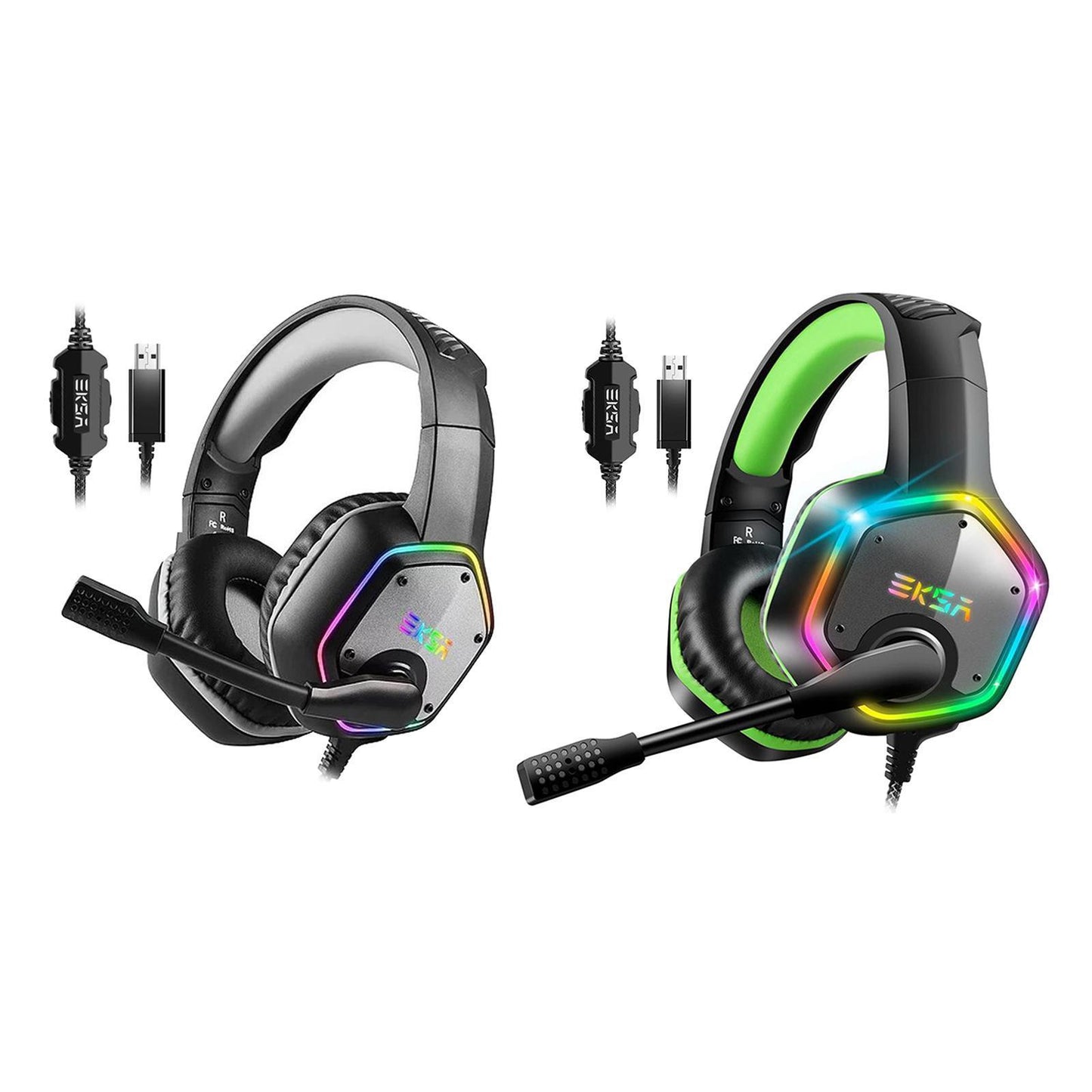 EKSA E1000 USB Gaming Headsets On Ear Stereo Earphone Headphone Black+Grey