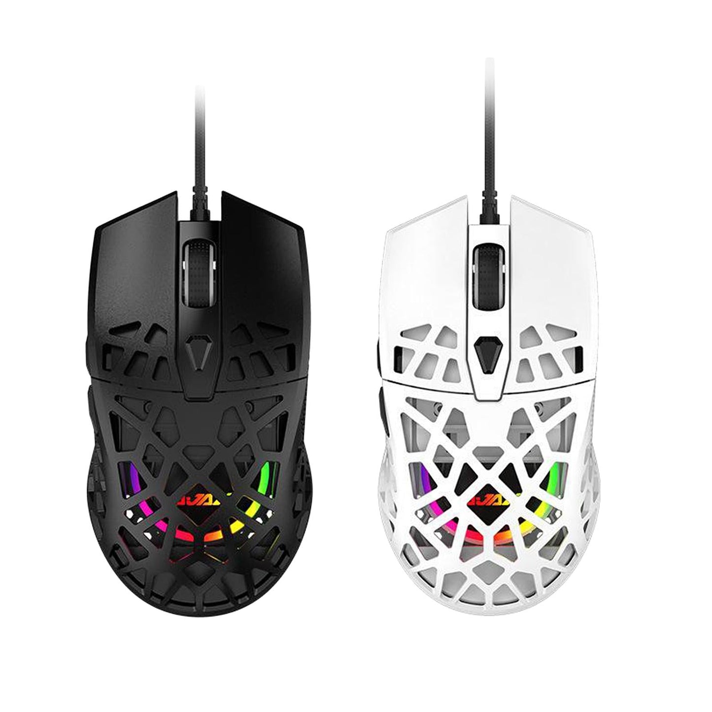 Ultralight RGB Gaming Mouse Wired Honeycomb Design for Computer White