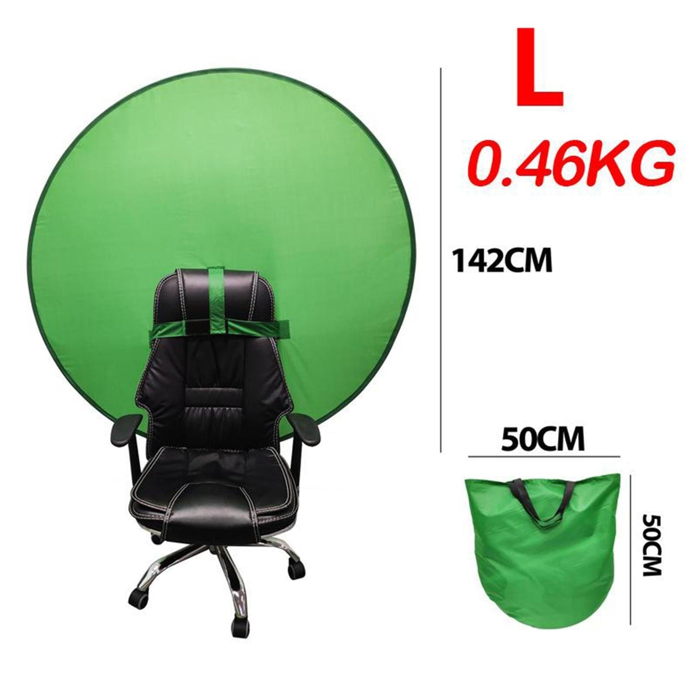2-in-1 Green Screen Round Cloth Fix on Chair for Zoom Video Photography 142cm 55.91inch Green Screen