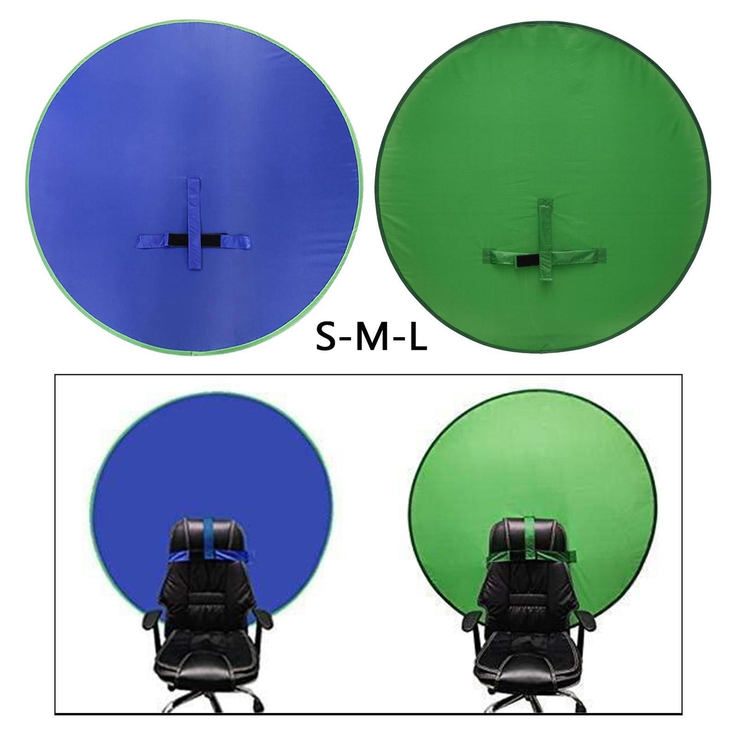 2-in-1 Green Screen Round Cloth Fix on Chair for Zoom Video Photography 142cm 55.91inch Green Screen