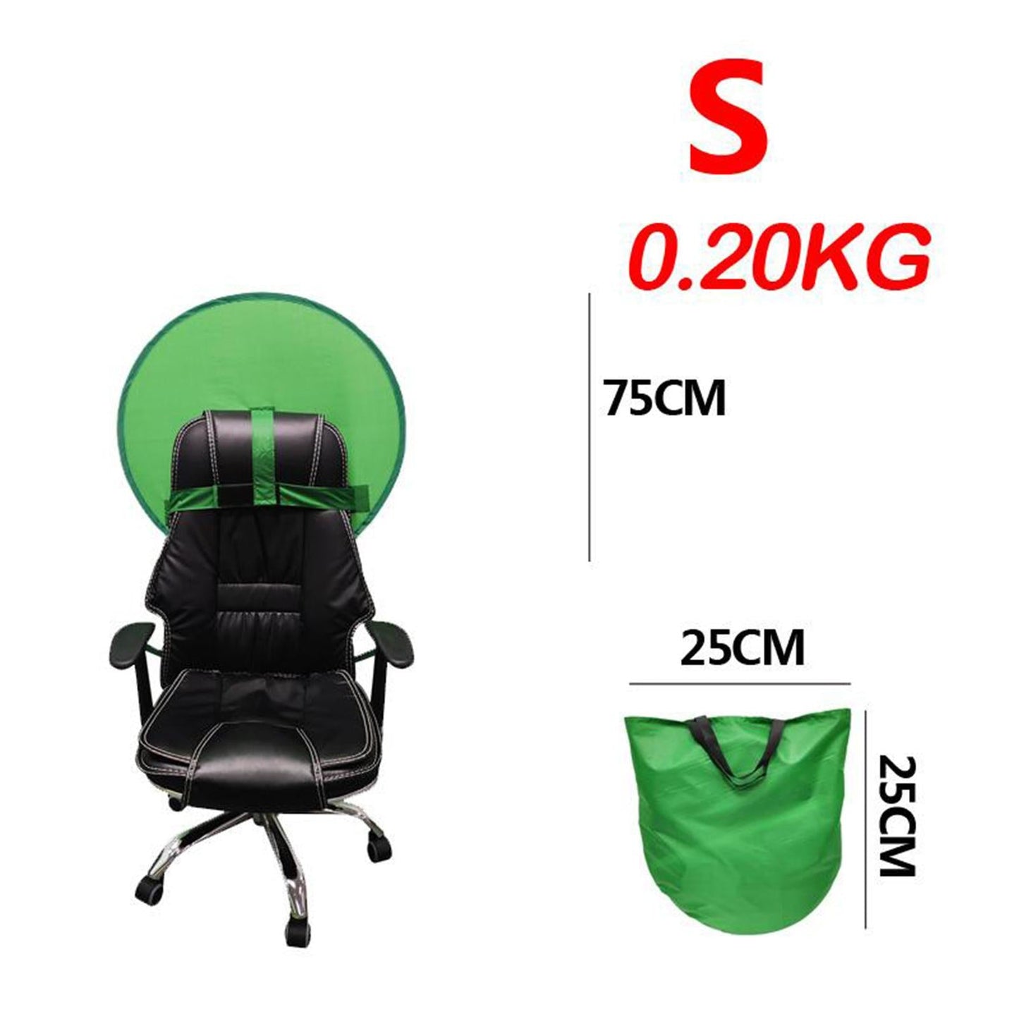 2-in-1 Green Screen Round Cloth Fix on Chair for Zoom Video Photography 75cm 29.53inch Green Screen