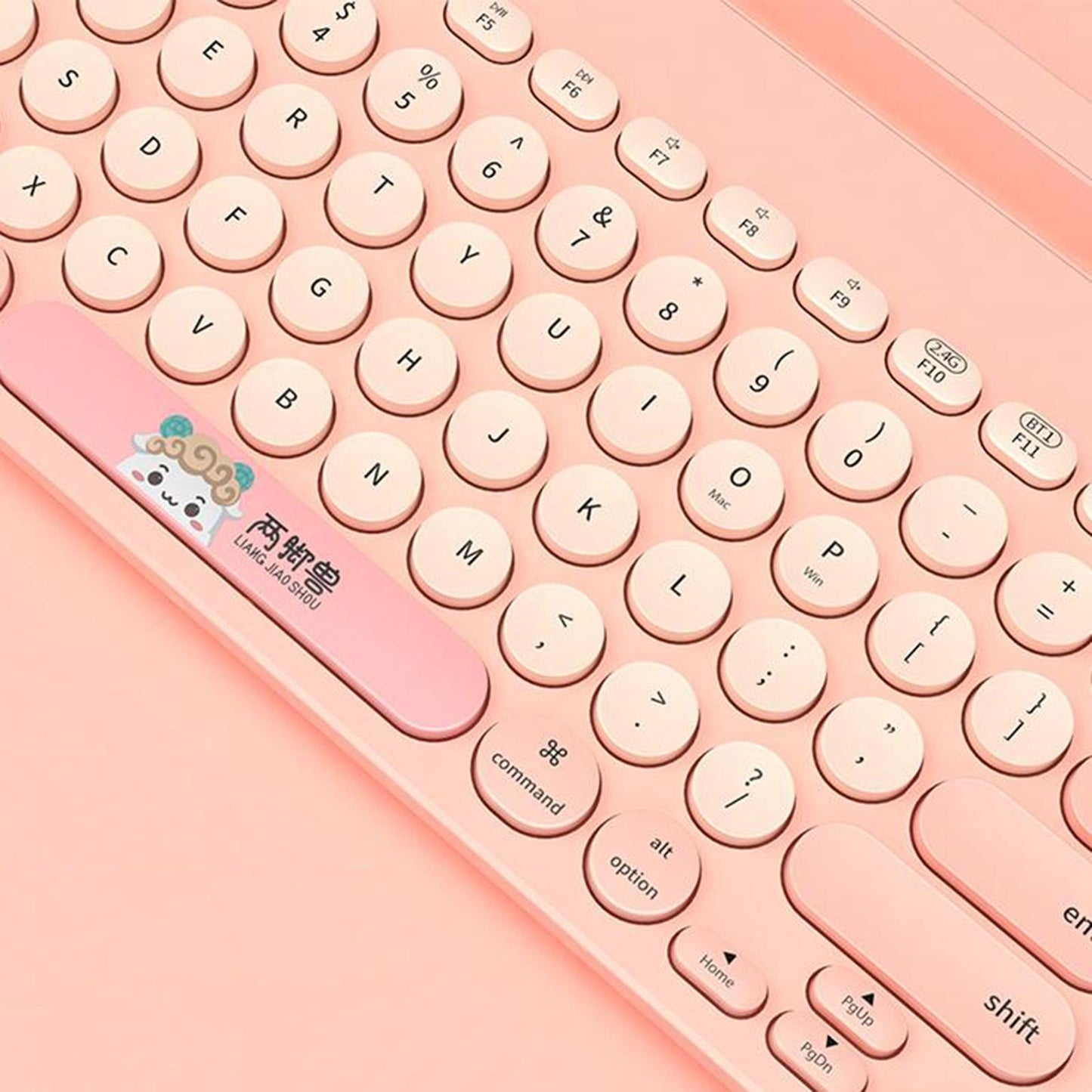 Thin Gaming 2.4G Wireless Keyboard Round Keycaps for Computer Notebook Pink