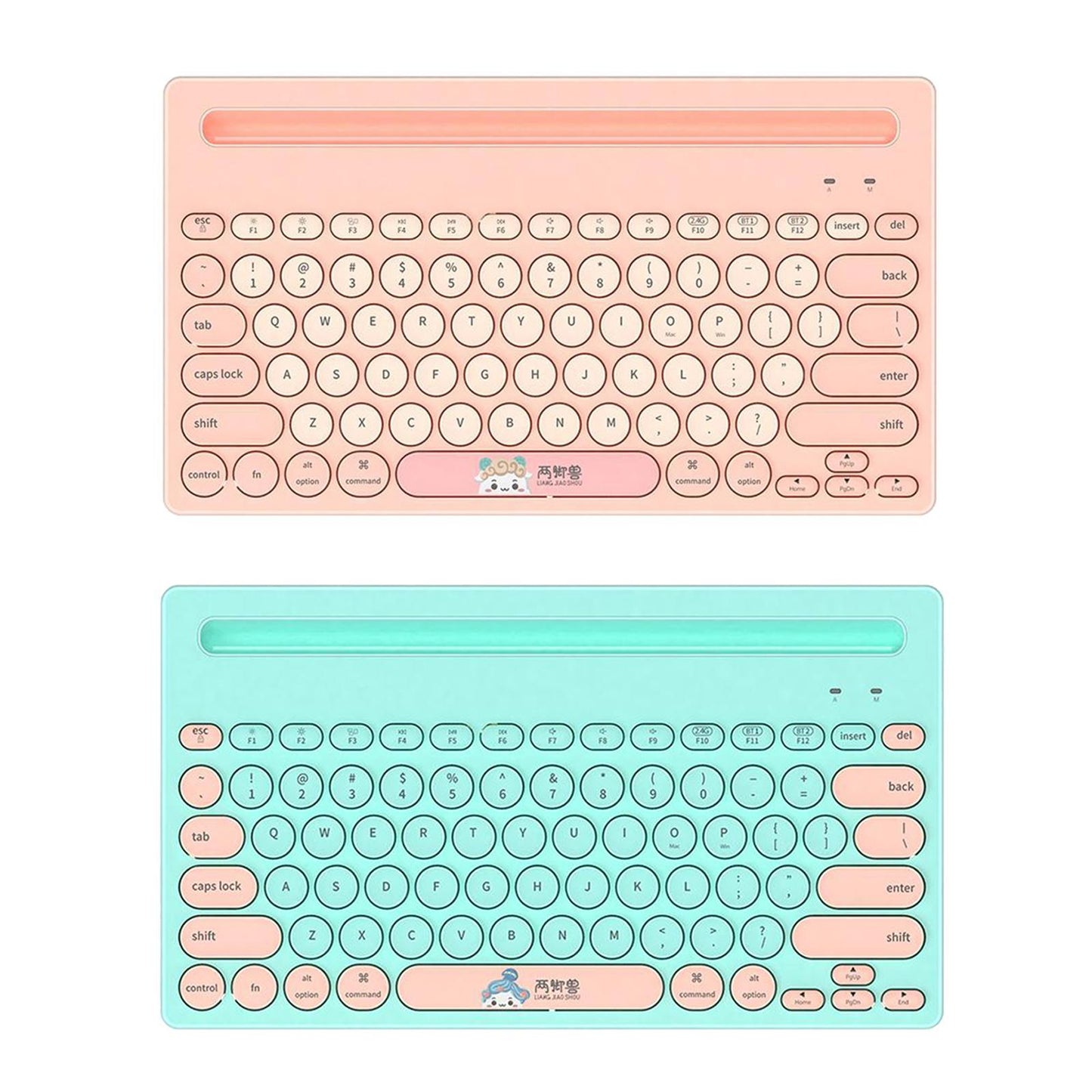 Thin Gaming 2.4G Wireless Keyboard Round Keycaps for Computer Notebook Pink