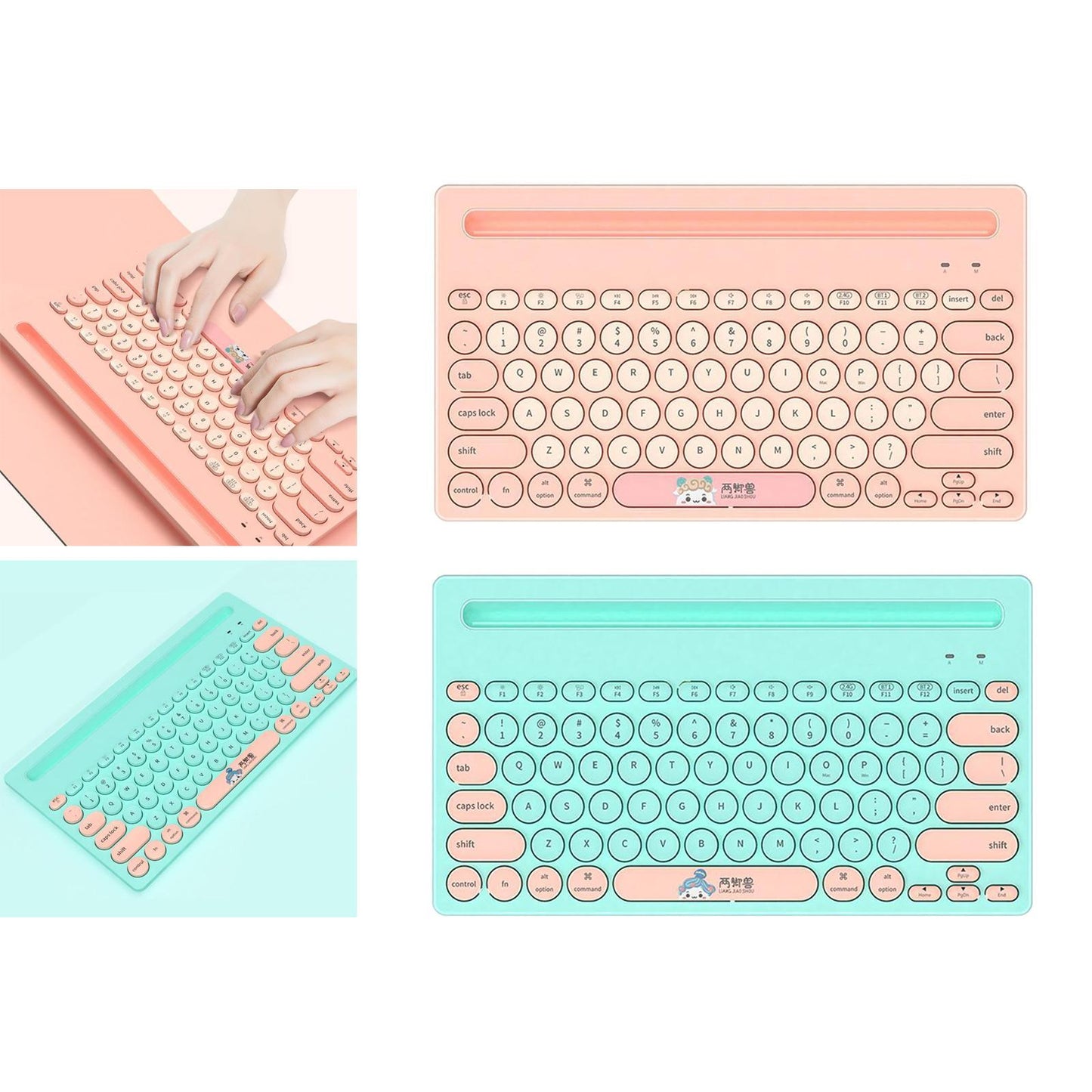 Thin Gaming 2.4G Wireless Keyboard Round Keycaps for Computer Notebook Pink