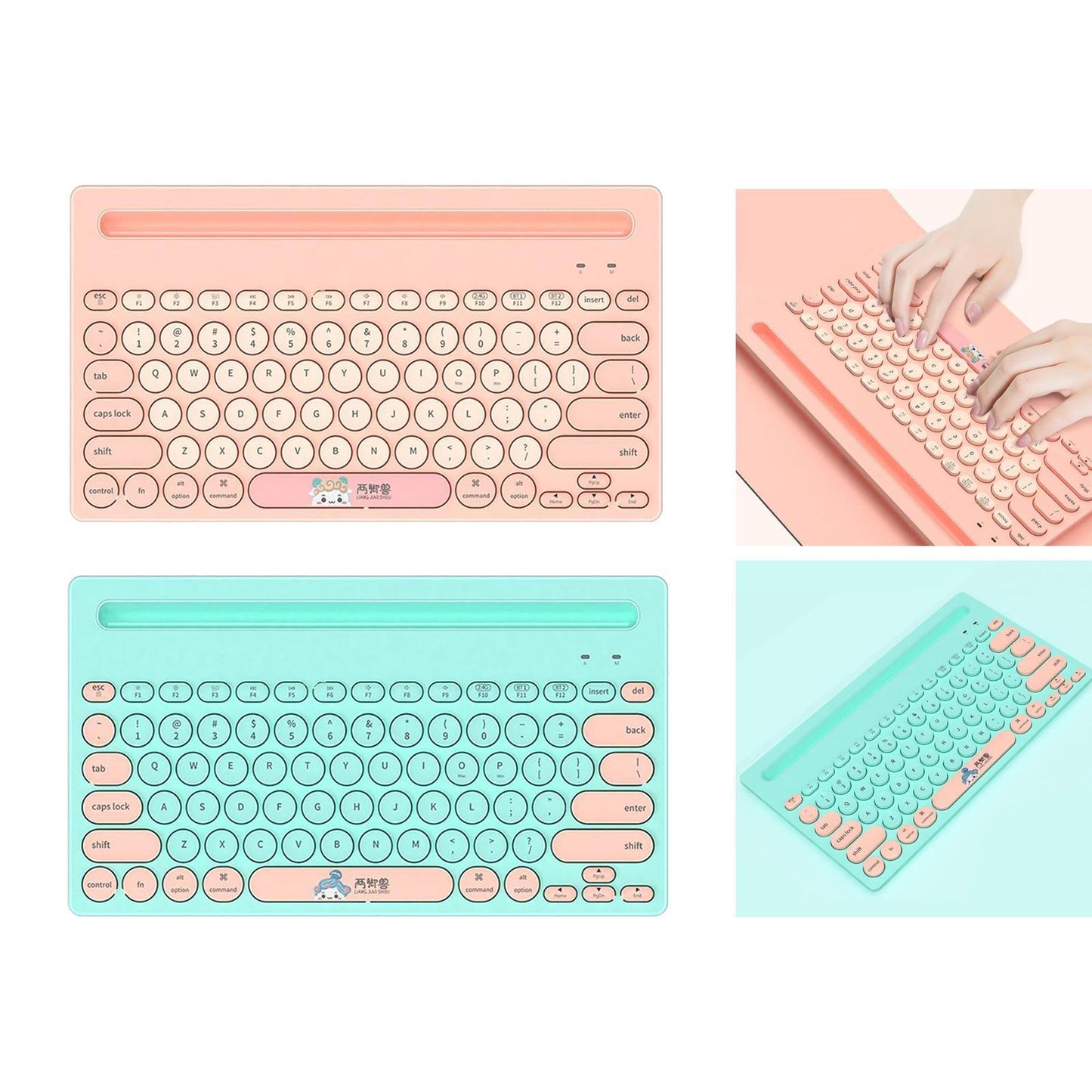 Thin Gaming 2.4G Wireless Keyboard Round Keycaps for Computer Notebook Pink