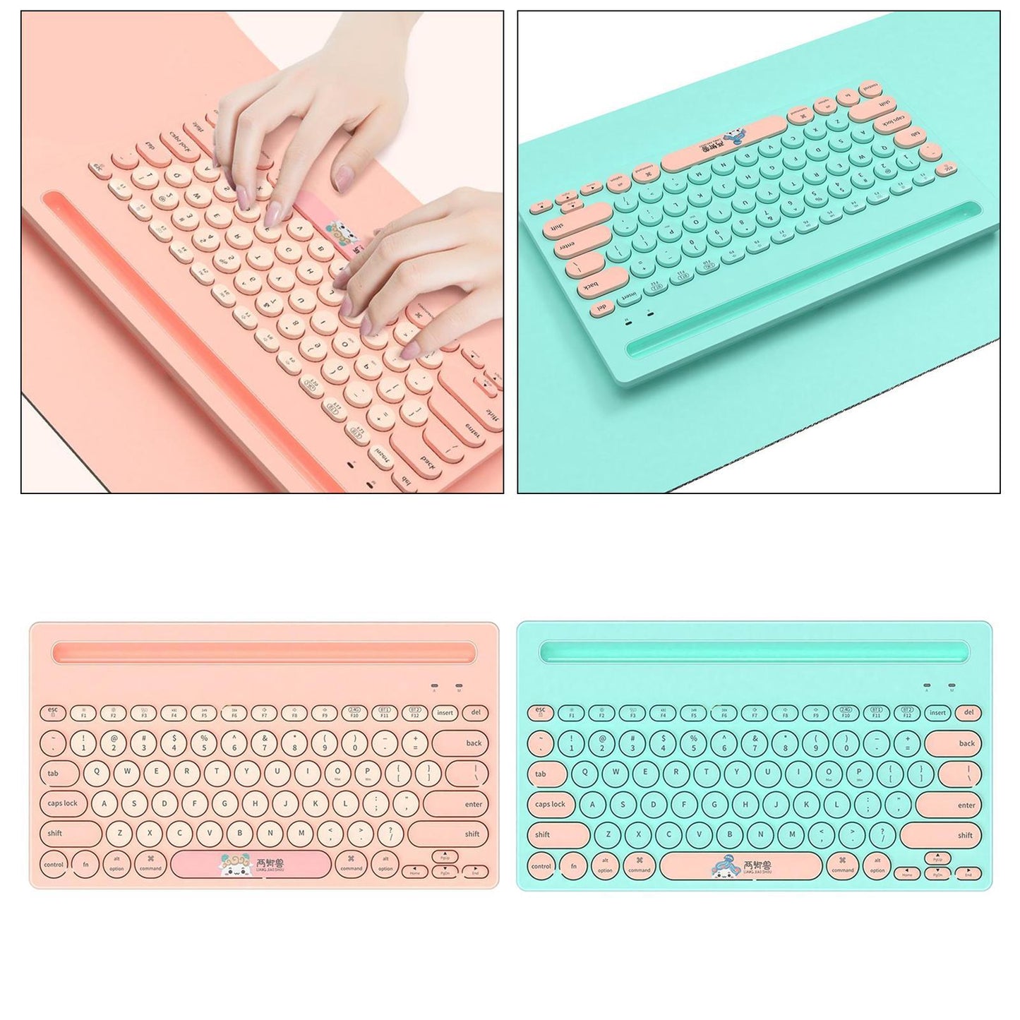 Thin Gaming 2.4G Wireless Keyboard Round Keycaps for Computer Notebook Pink
