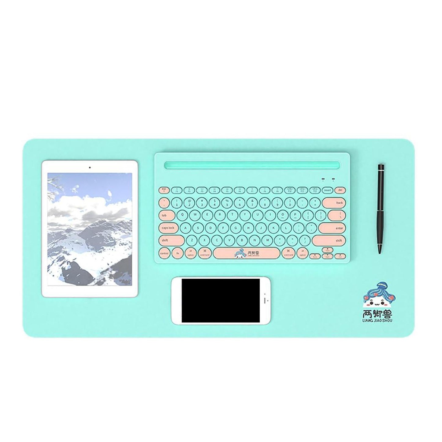 Thin Gaming 2.4G Wireless Keyboard Round Keycaps for Computer Notebook Green