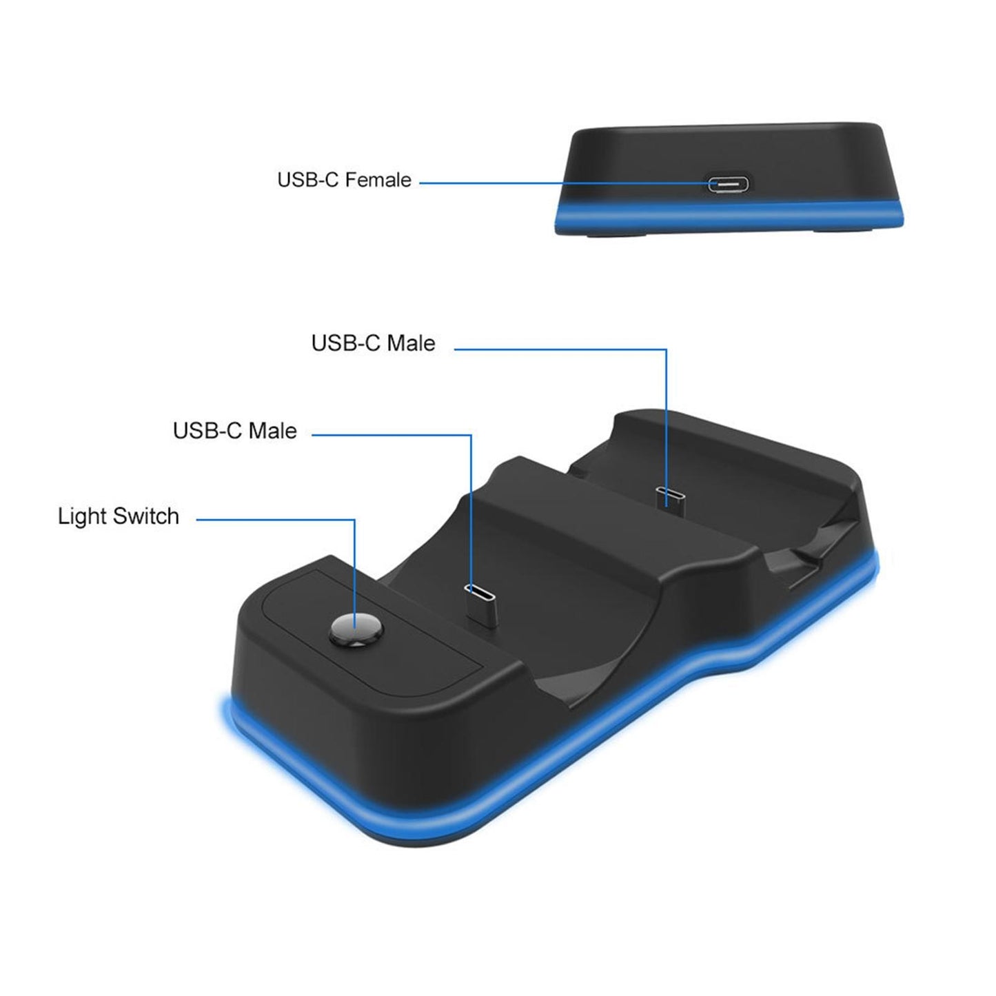 2in1 Charging Dock Cradle Stand Base for Switch Pro Charger Accessories