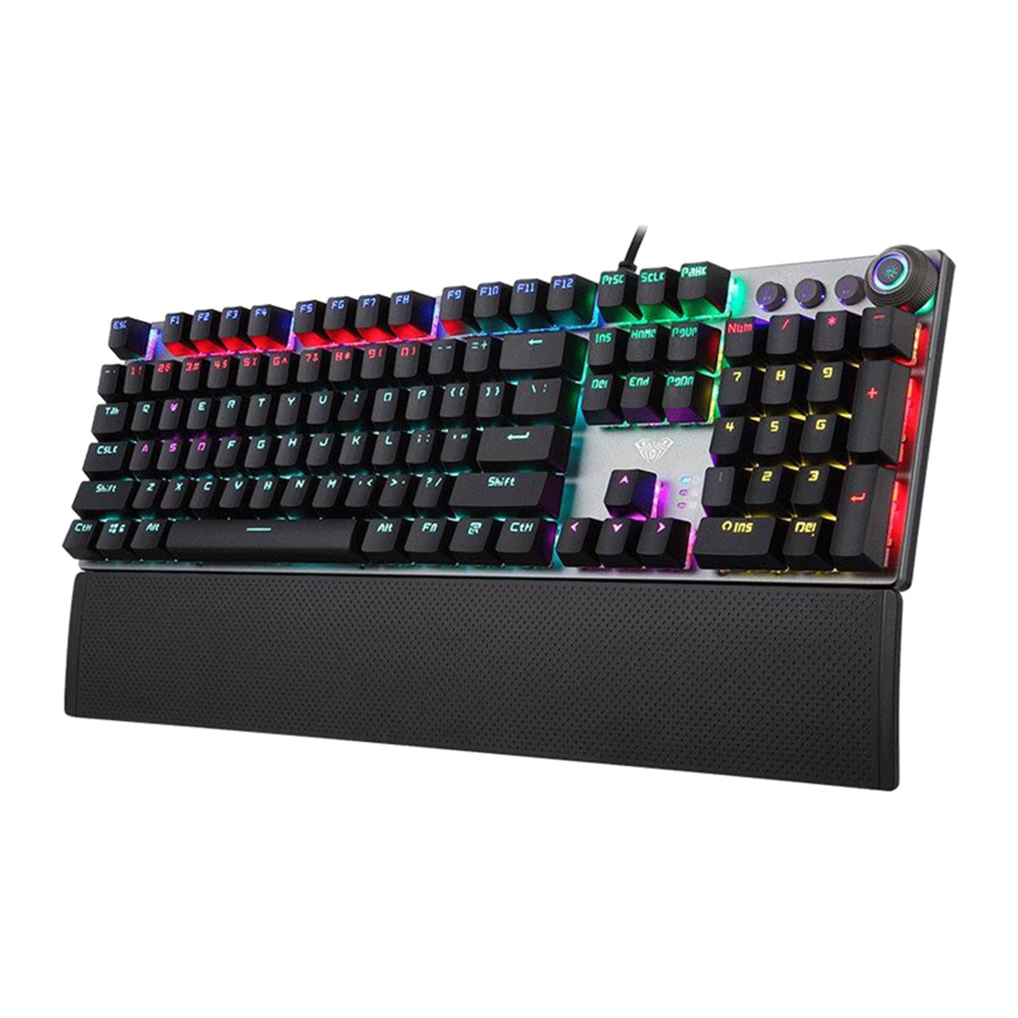 LED Backlit Mechanical Keyboard with Hand Rest Quick-Response for PC Gamers Black Switch