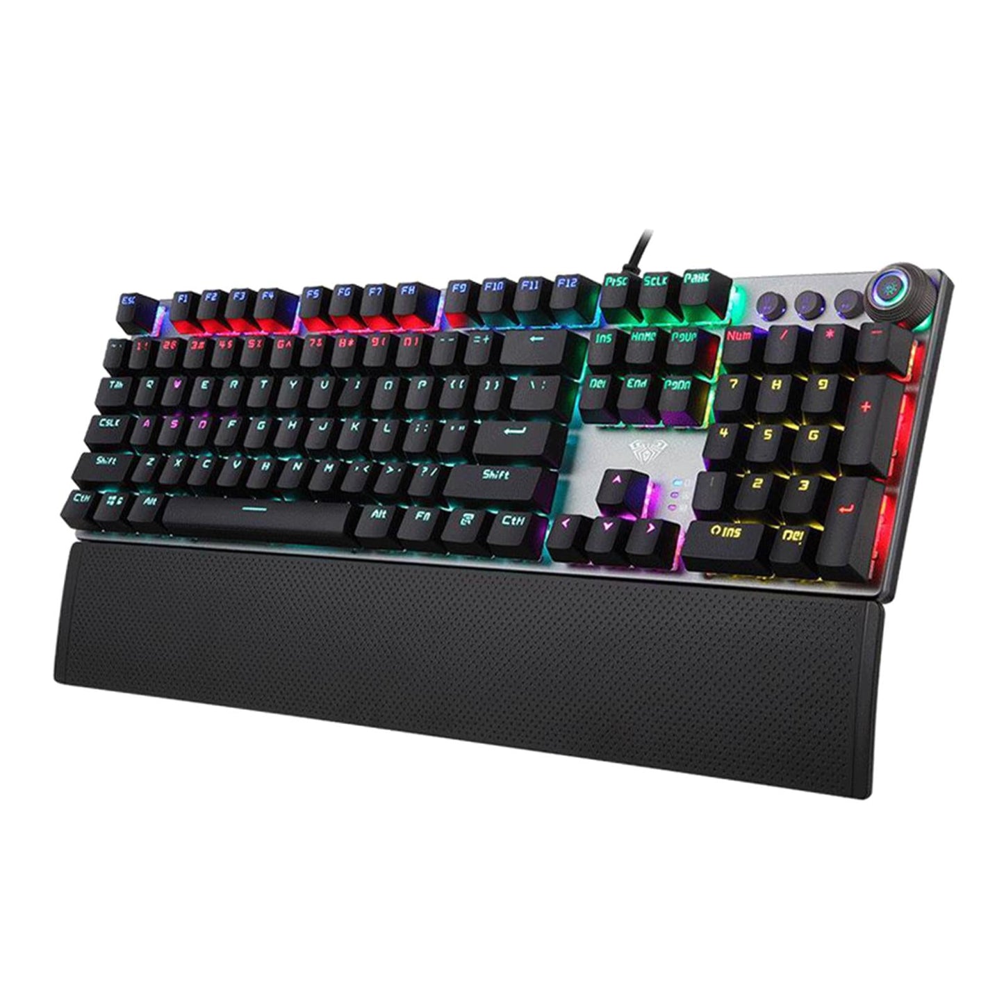 LED Backlit Mechanical Keyboard with Hand Rest Quick-Response for PC Gamers Brown Switch