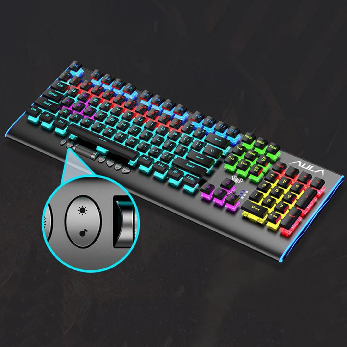 RGB LED Backlit USB Wired Mechanical Keyboard Metal Panel for PC Gamers PS4 Blue Switch