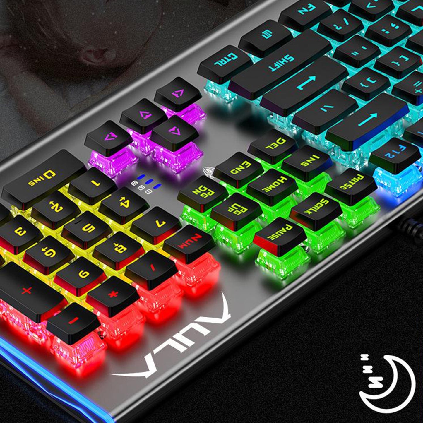 RGB LED Backlit USB Wired Mechanical Keyboard Metal Panel for PC Gamers PS4 Black Switch