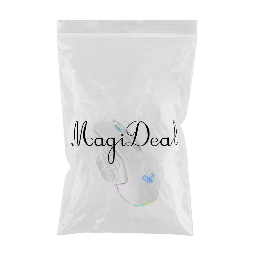 Breathing Light Ultralight Wired 14 Buttons Mice for Gamer Desktop Desktop white