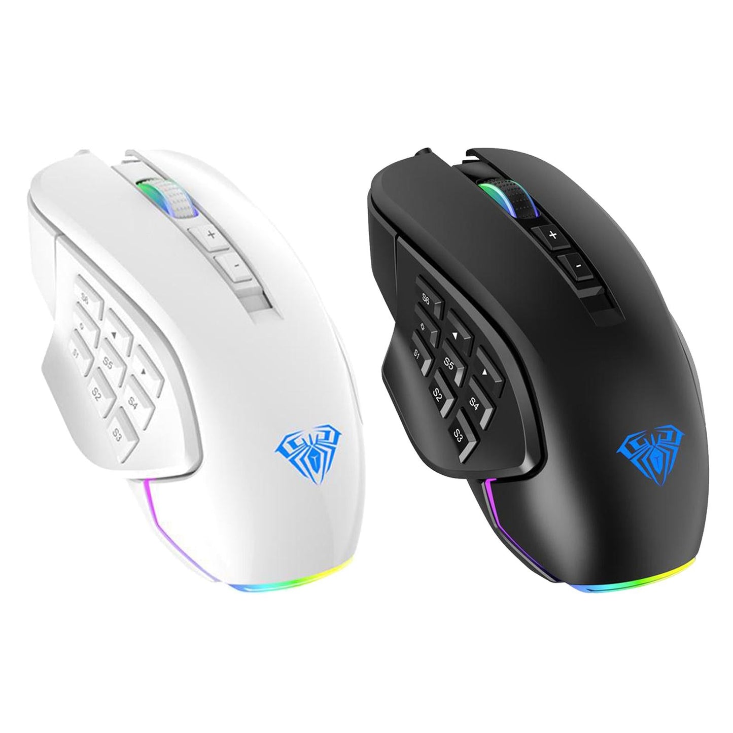 Breathing Light Ultralight Wired 14 Buttons Mice for Gamer Desktop Desktop white