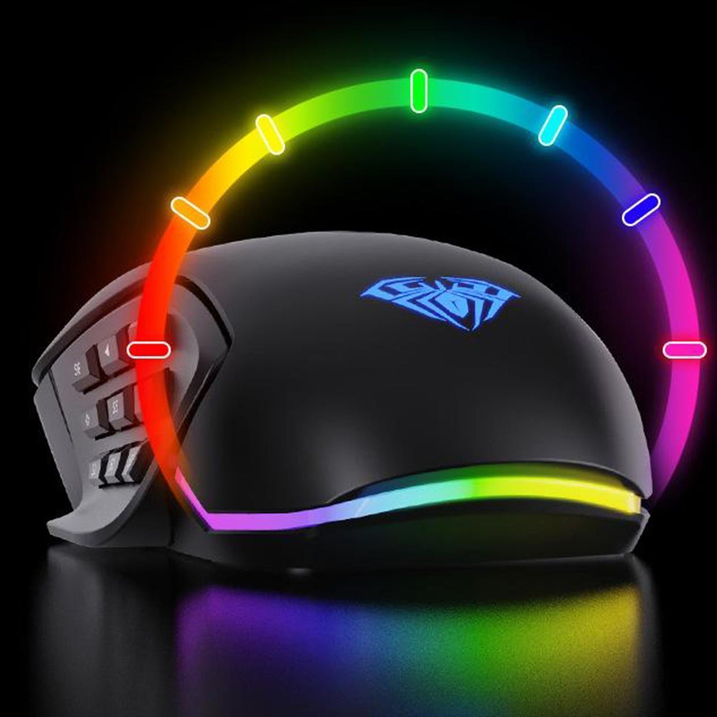 Breathing Light Ultralight Wired 14 Buttons Mice for Gamer Desktop Desktop black