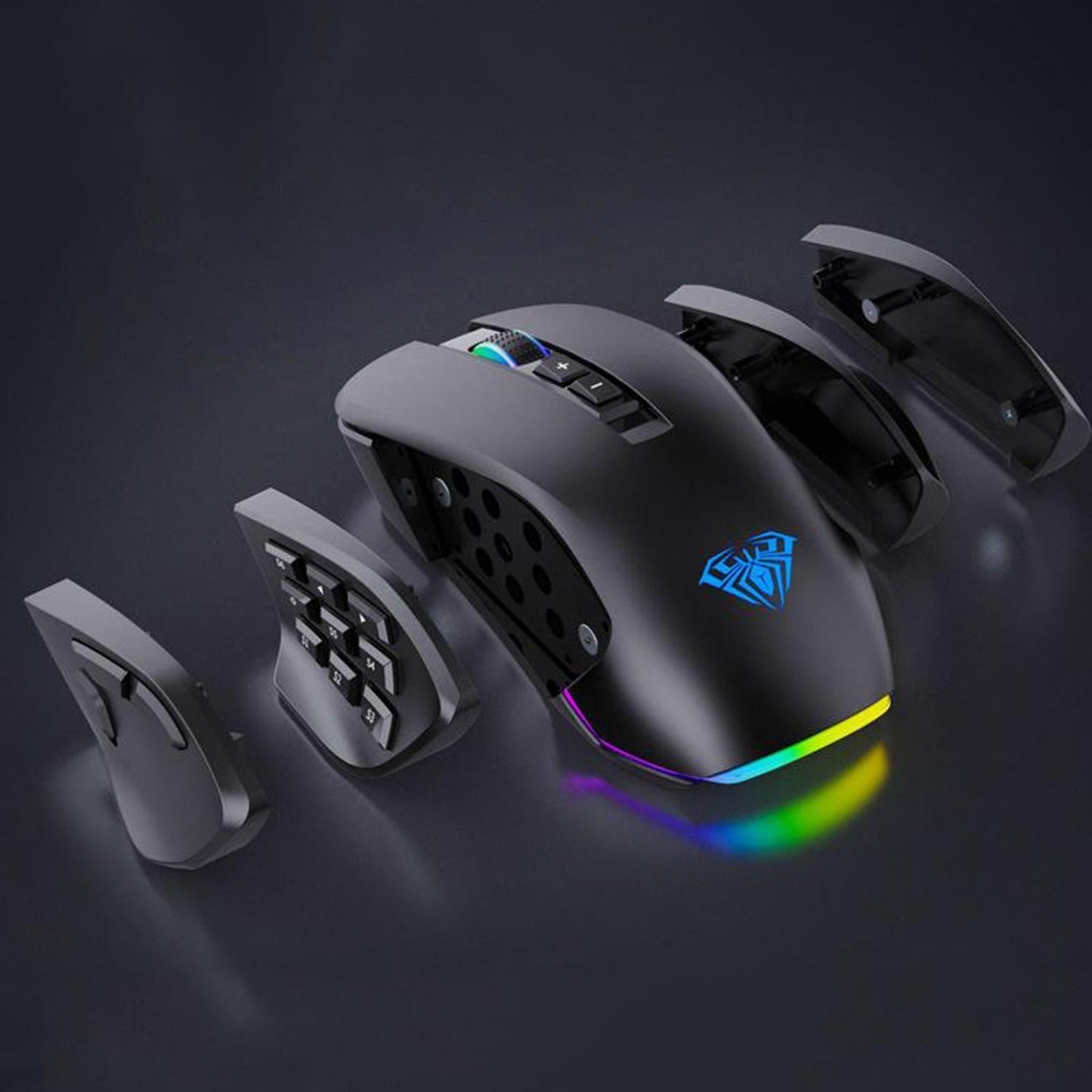 Breathing Light Ultralight Wired 14 Buttons Mice for Gamer Desktop Desktop black