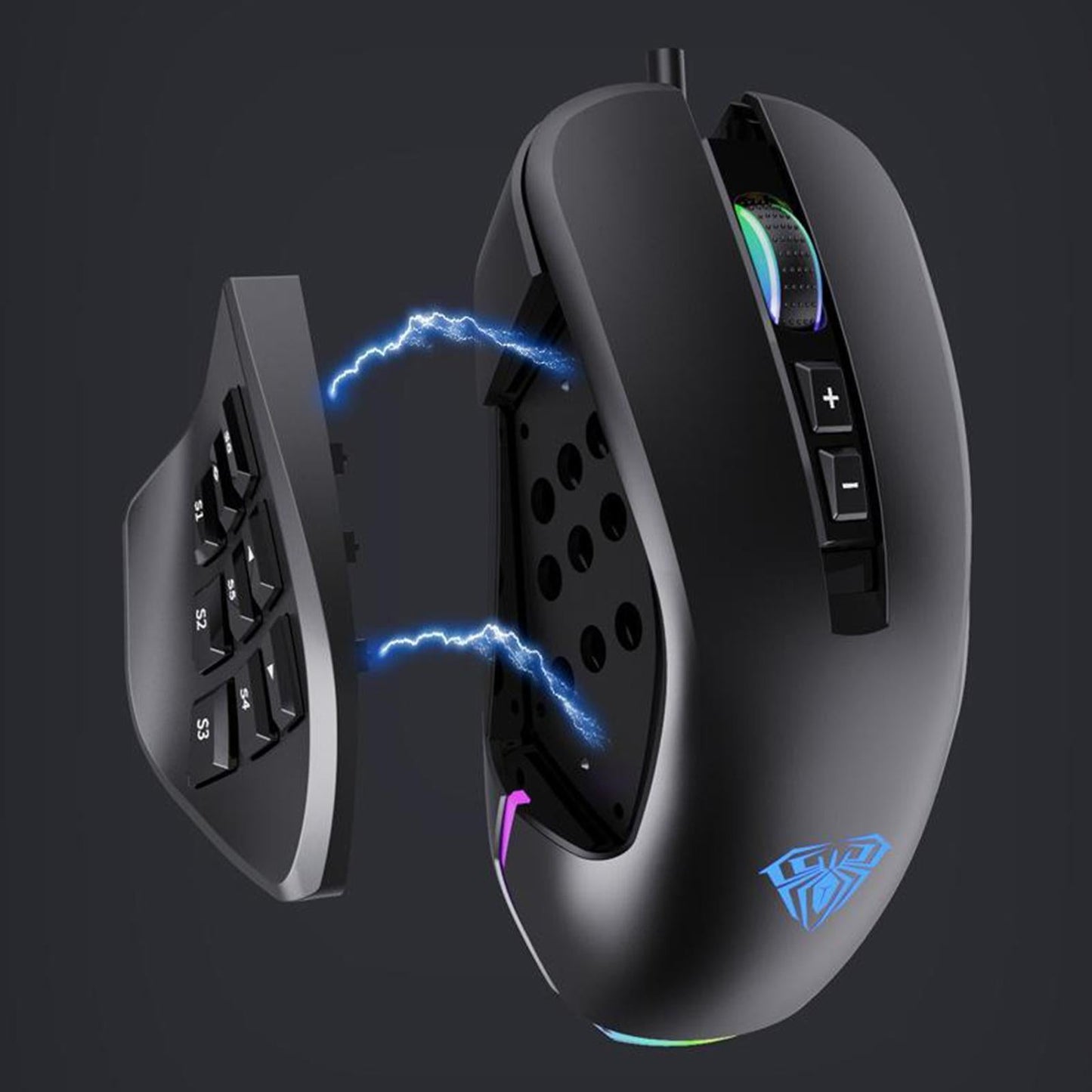 Breathing Light Ultralight Wired 14 Buttons Mice for Gamer Desktop Desktop black