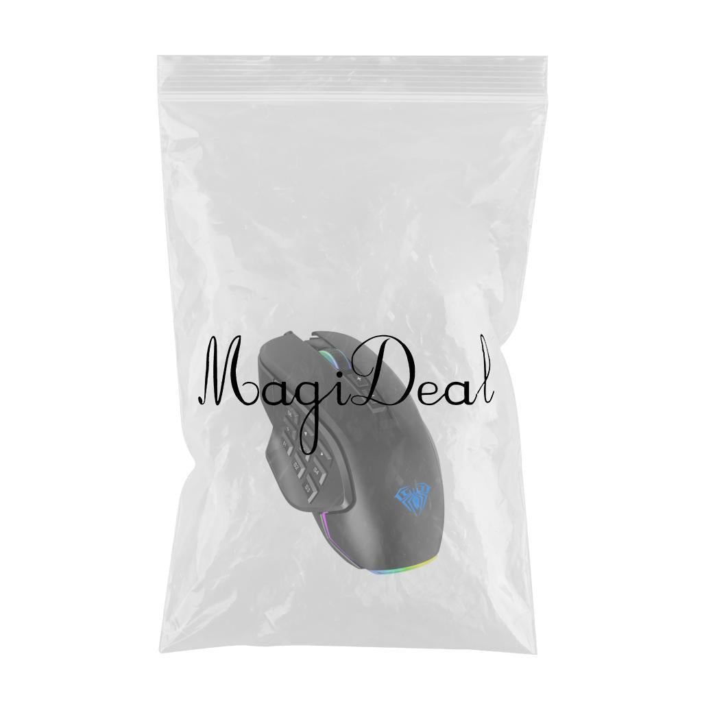 Breathing Light Ultralight Wired 14 Buttons Mice for Gamer Desktop Desktop black