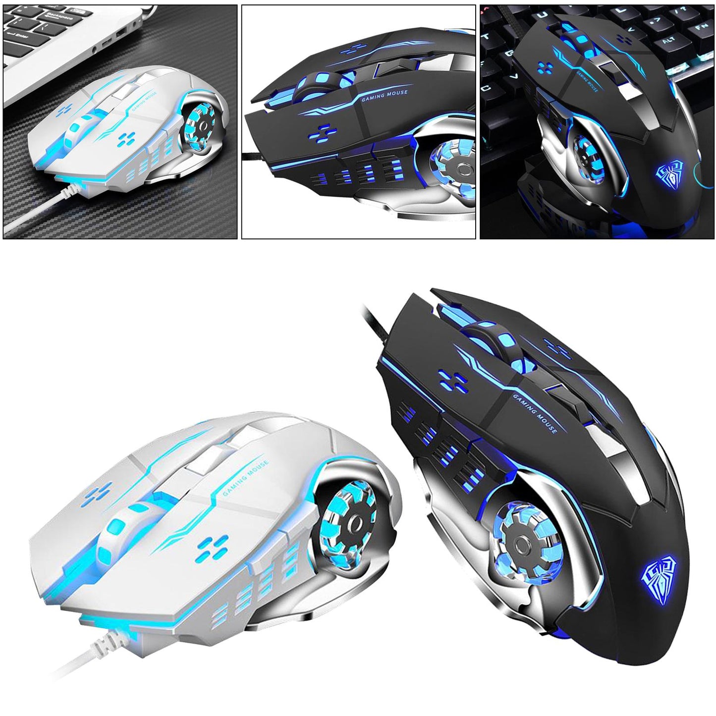 S20 Gaming Mouse Wired Adjustable 2400DPI Max Programmable PC Gaming white