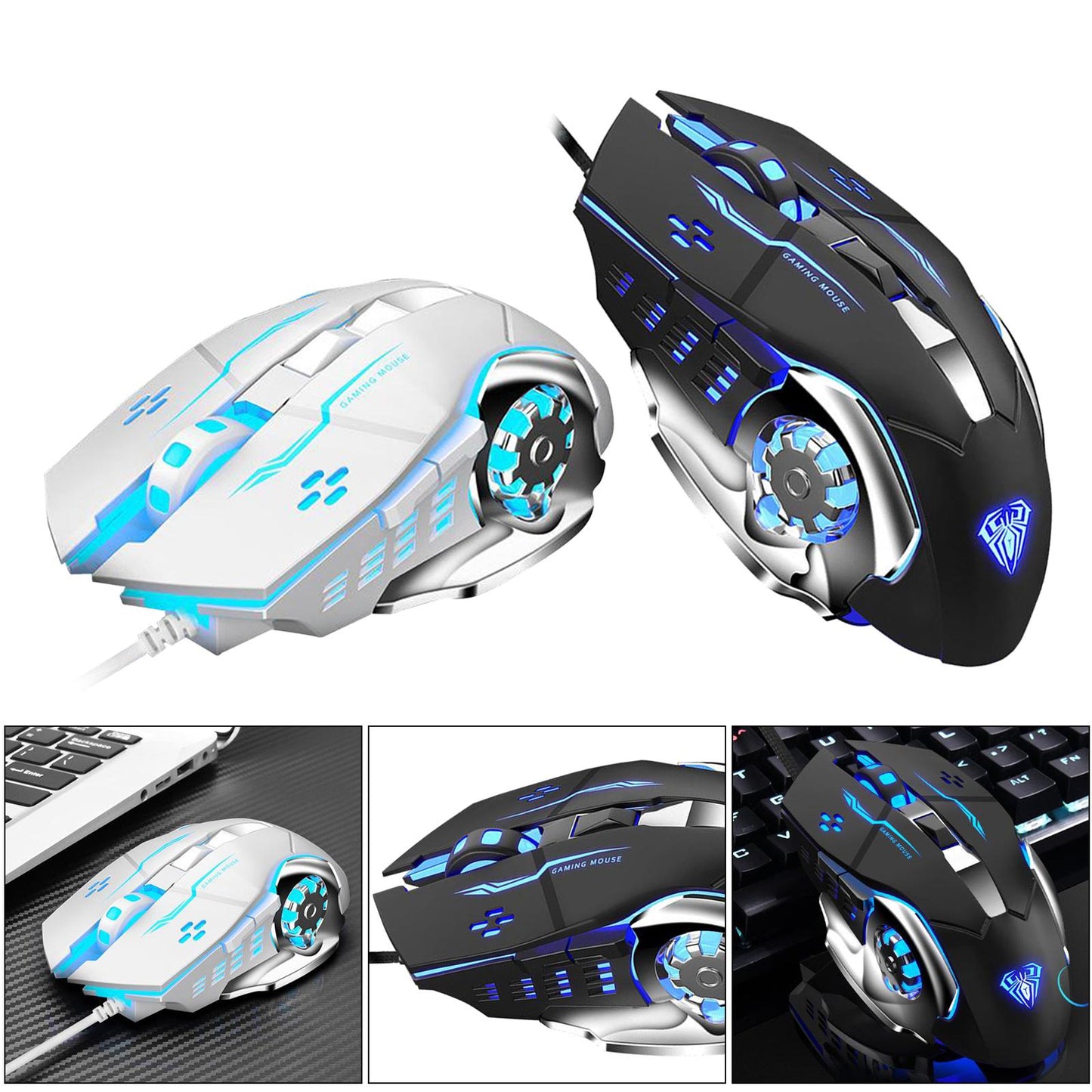 S20 Gaming Mouse Wired Adjustable 2400DPI Max Programmable PC Gaming white
