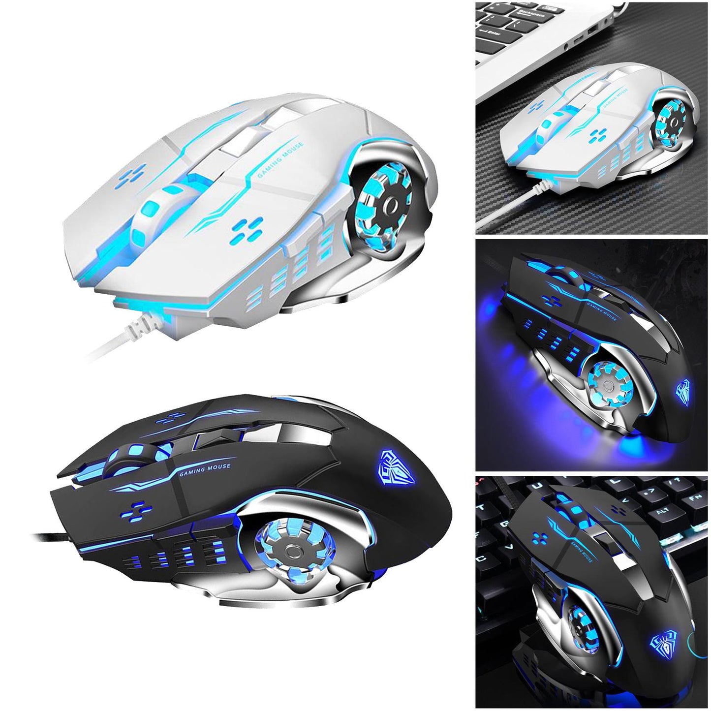S20 Gaming Mouse Wired Adjustable 2400DPI Max Programmable PC Gaming white