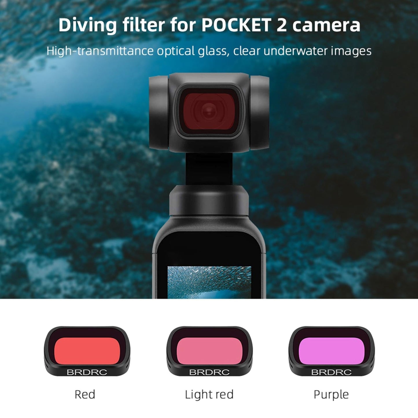 Diving Filter Lens for DJI Pocket 2/Osmo Pocket PTZ Camera Video Photography Red