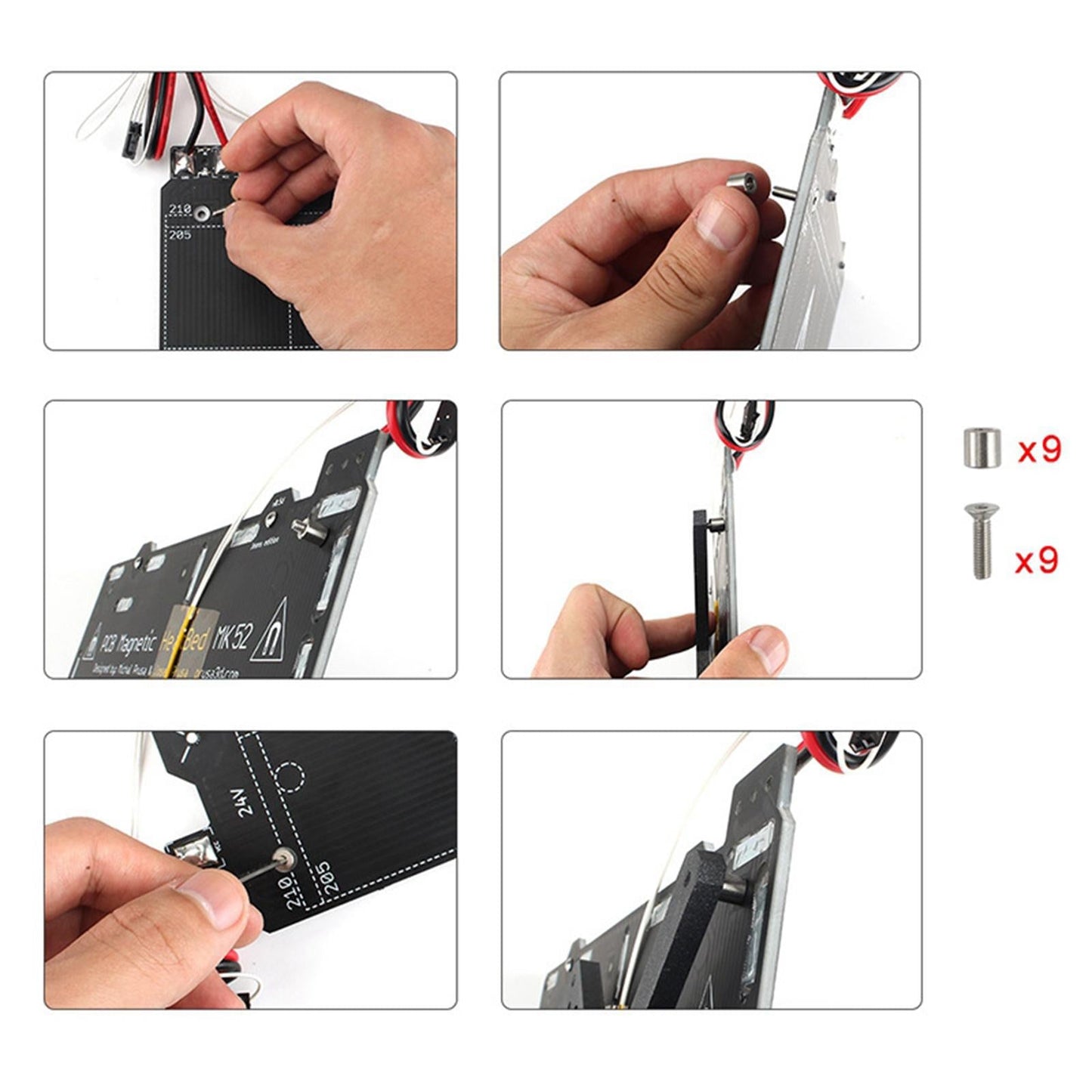 1Set 3D Printer Kit Y-axis Support Plate Screws Washers for Prusa i3 mk3