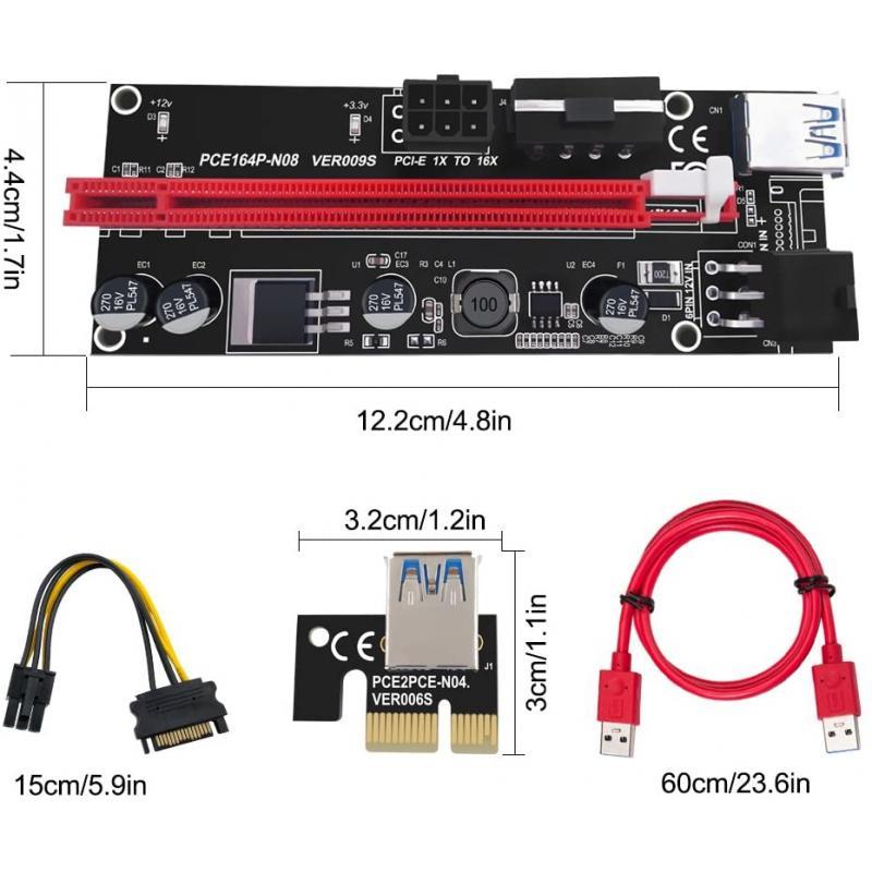 1X to 16X PCIE Riser Board for GPU Mining Powered PCI-E PCIe Riser Card