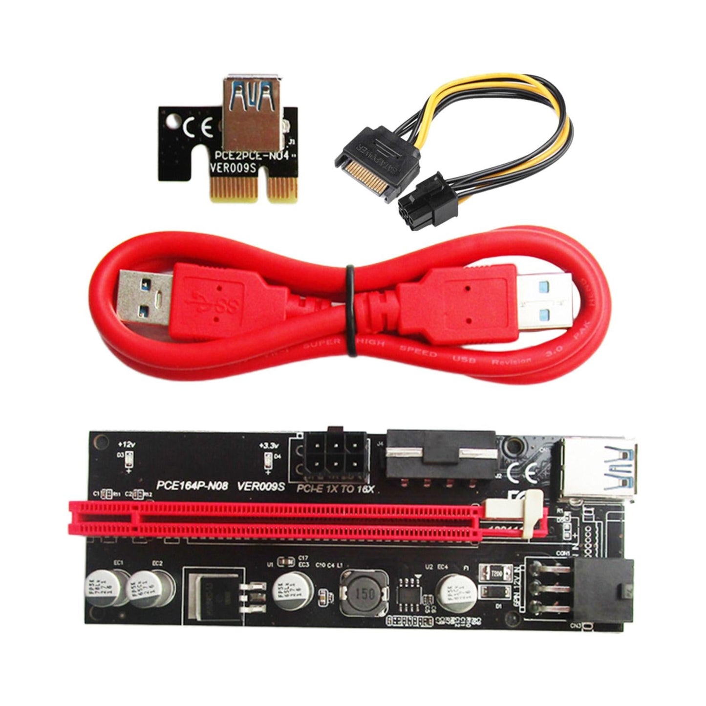 1X to 16X PCIE Riser Board for GPU Mining Powered PCI-E PCIe Riser Card