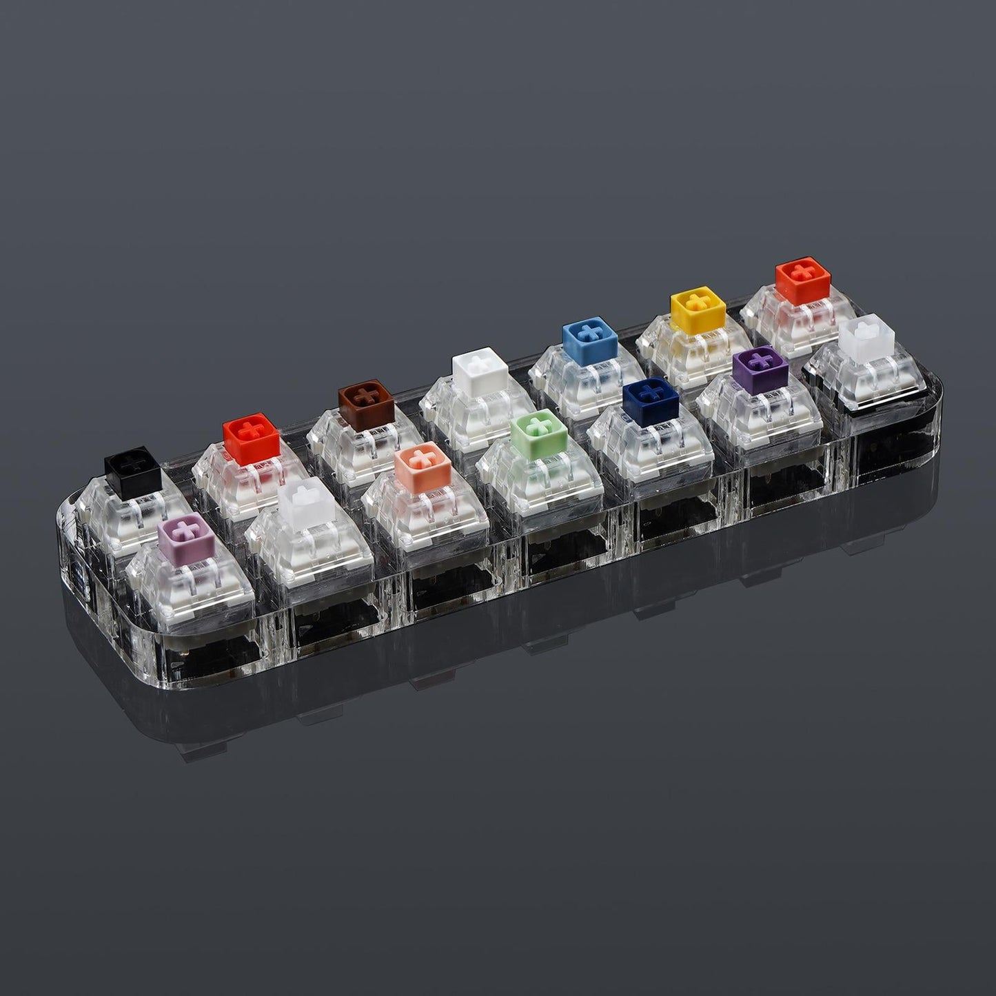 14 Keys Clear Mechanical Keyboard Switch Tester Kit Sampler w/Acrylic Base