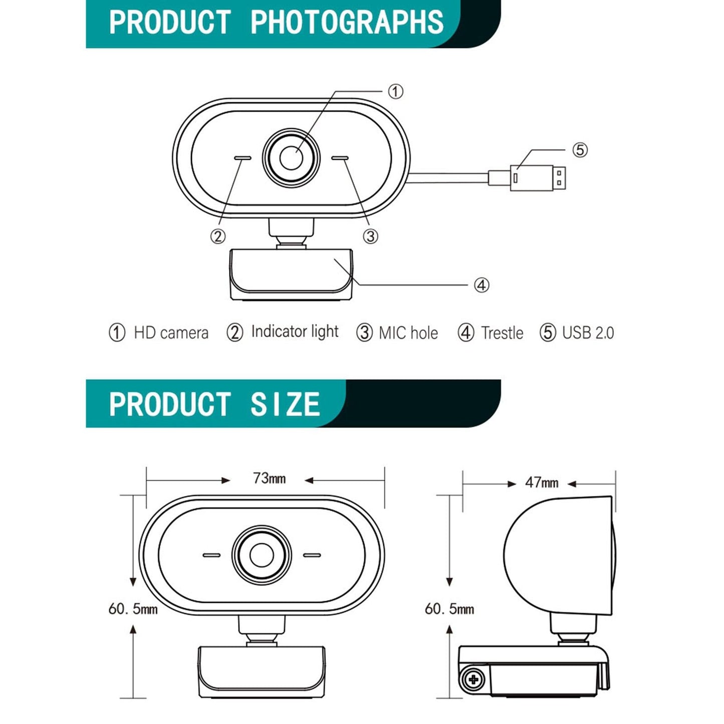 2K HD Webcam Built-in microphone Plug&Play Video Calling Recording Orange