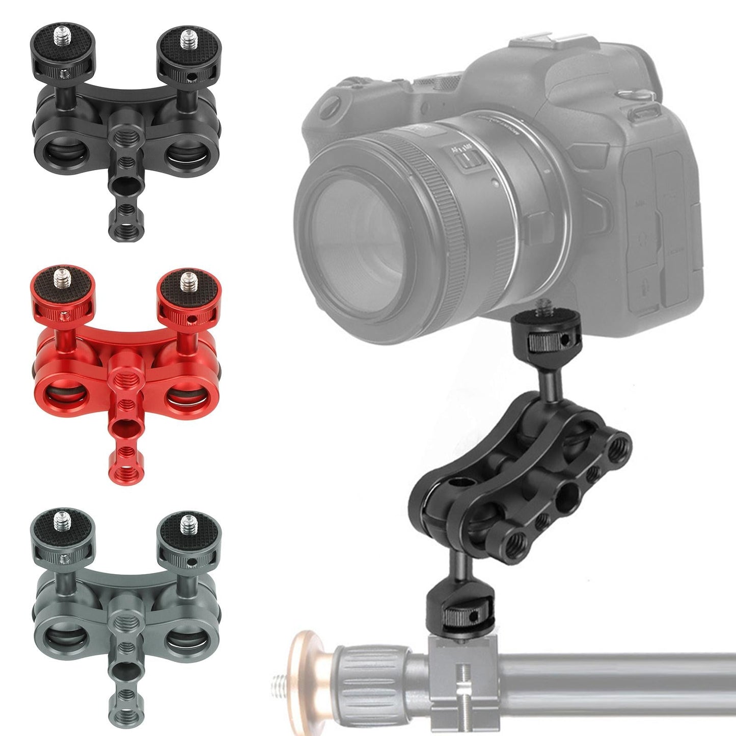 CNC 360 Arm Hand Extension Adapter Double Ballheads for Gopro Hero Red