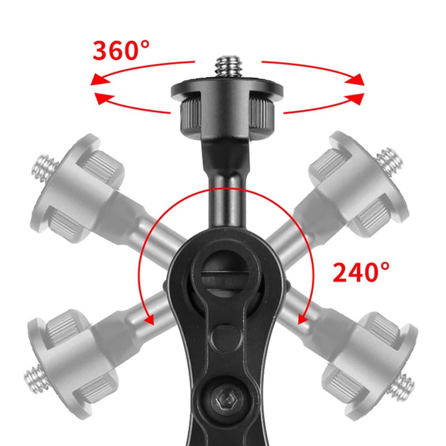 CNC 360 Arm Hand Extension Adapter Double Ballheads for Gopro Hero Black