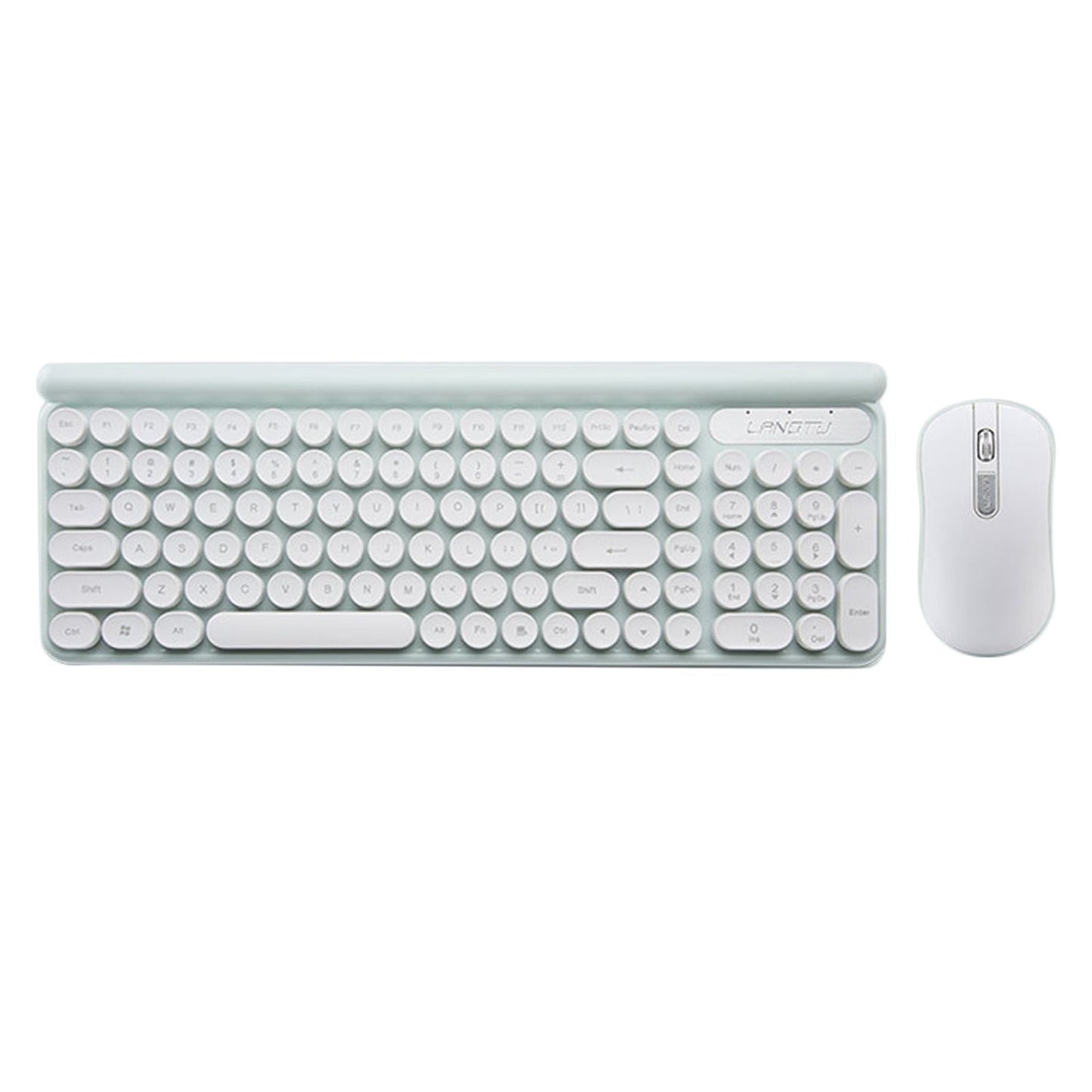 2.4G Wireless Keyboard Mouse Set Retro Round Keycaps Recharge Green 02