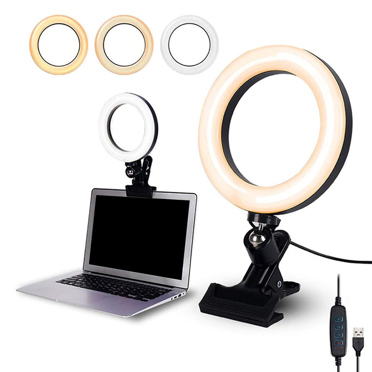RGB Selfie Ring Light LED Desktop Circle Lamp for Live Stream 6 inch
