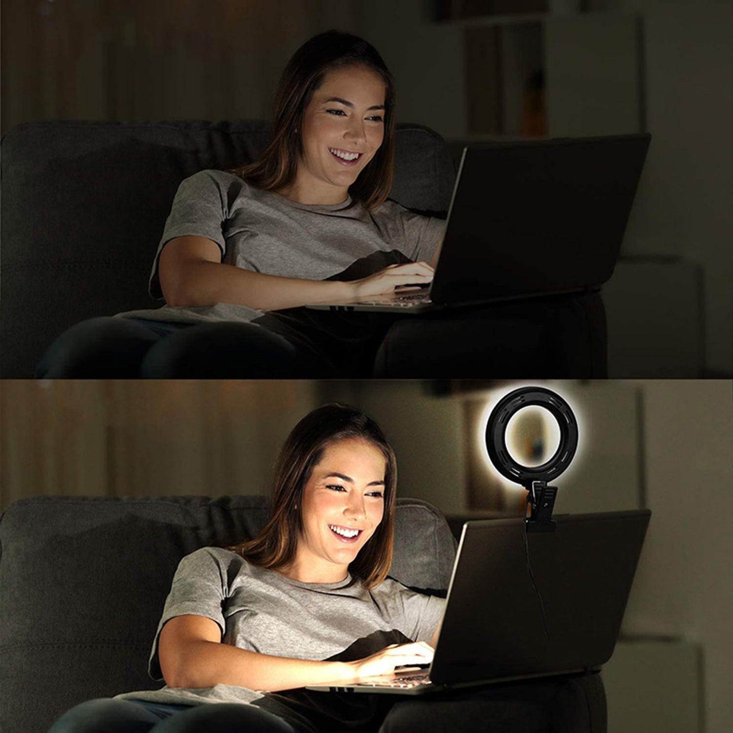 RGB Selfie Ring Light LED Desktop Circle Lamp for Live Stream 8 inch