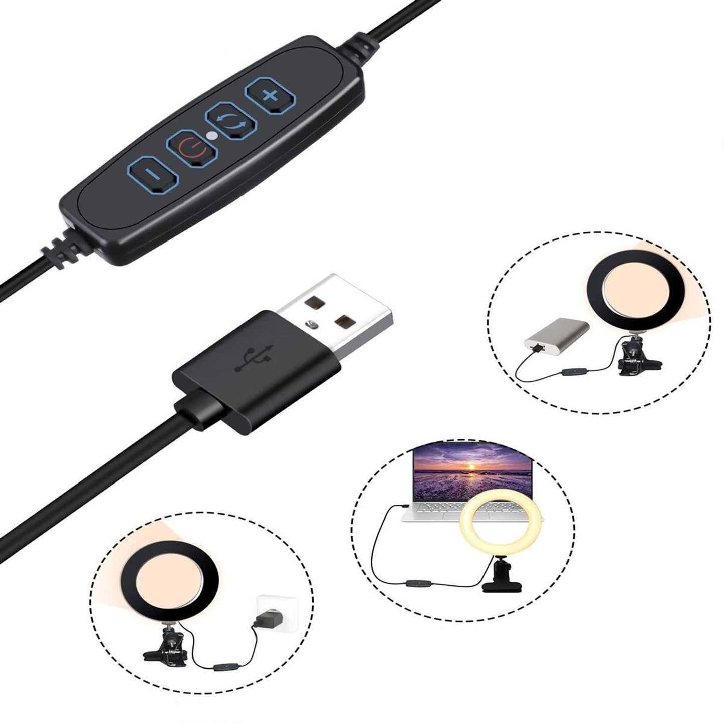 RGB Selfie Ring Light LED Desktop Circle Lamp for Live Stream 8 inch