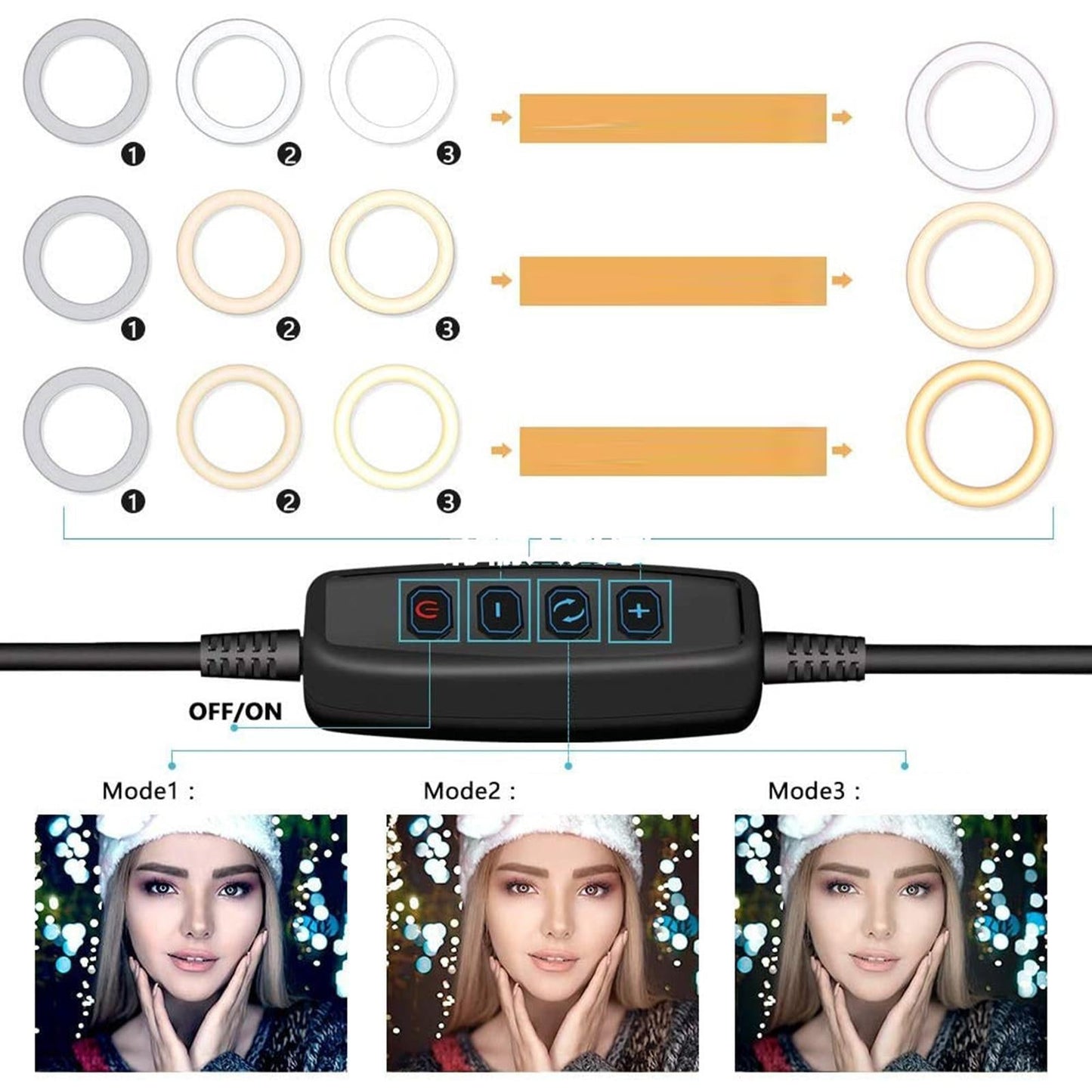 RGB Selfie Ring Light LED Desktop Circle Lamp for Live Stream 8 inch