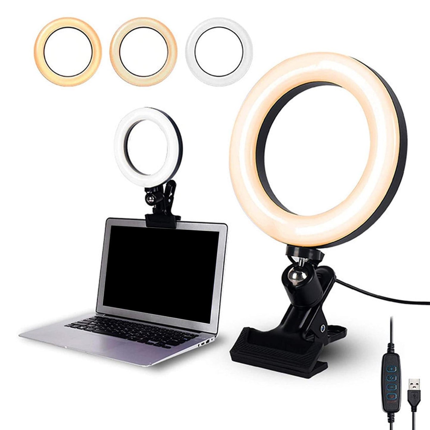 RGB Selfie Ring Light LED Desktop Circle Lamp for Live Stream 8 inch