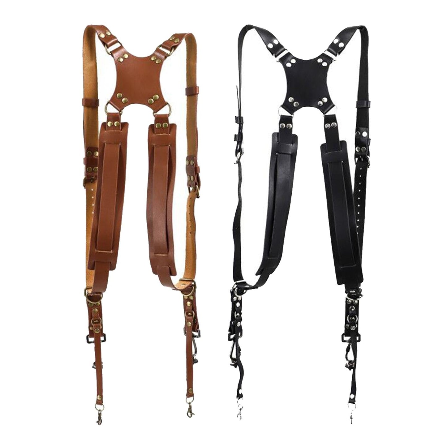 Cowhide Camera Strap Accessories for Two Cameras Strap Sling brown