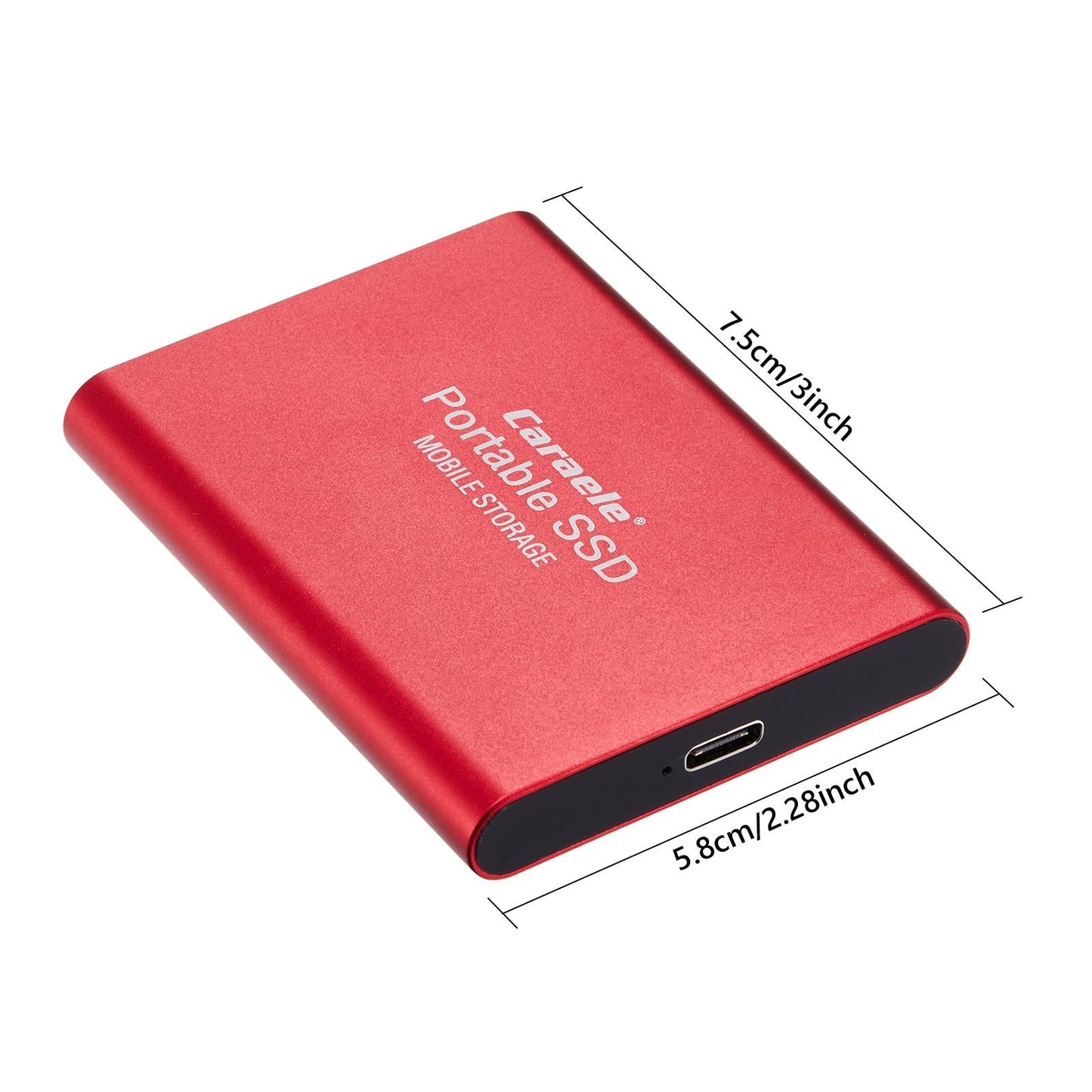 Aluminum Alloy USB 3.0 500GB SSD External Portable USB 3.1 Gen-1 USB-C red