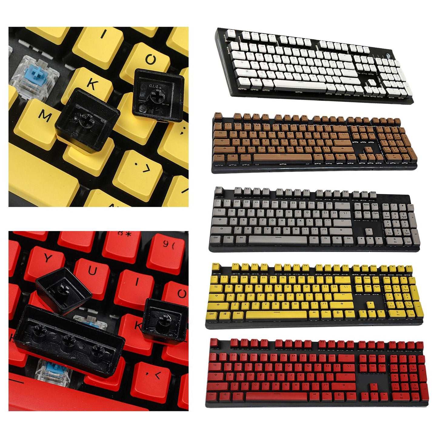 PBT Pudding Keycap Set for Cherry MX Mechanical Keyboard White Black