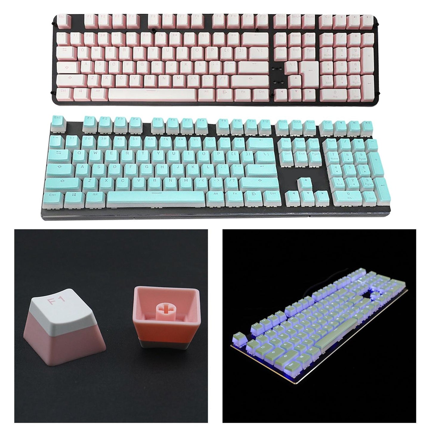PBT Pudding Keycaps Set Replacements for Cherry MX Mechanical Keyboard Pink