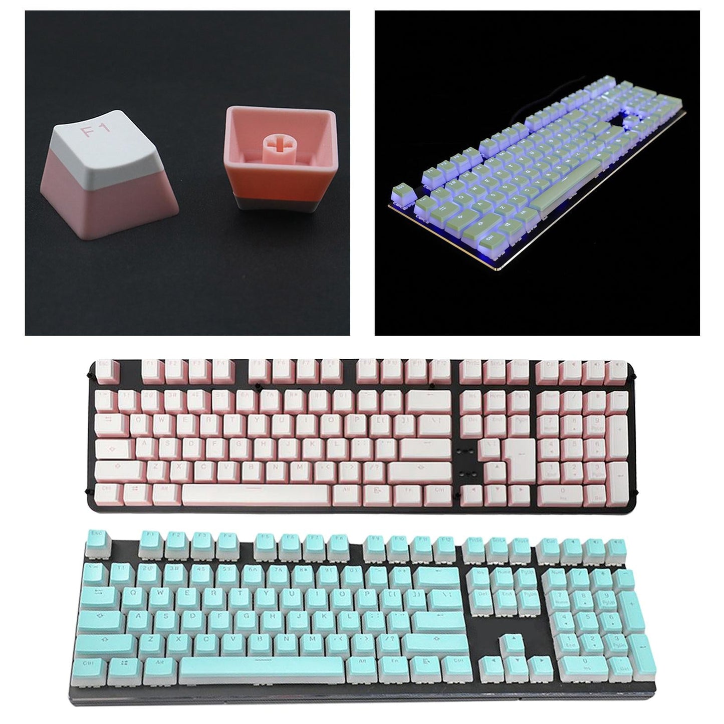 PBT Pudding Keycaps Set Replacements for Cherry MX Mechanical Keyboard Pink