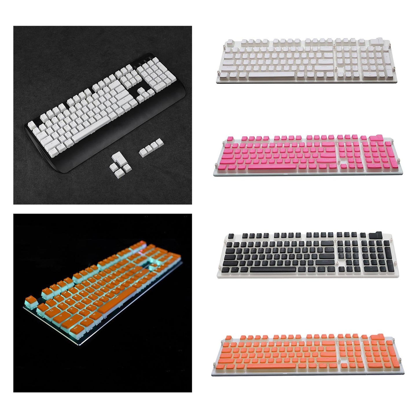 108 Key Keycaps PBT Pudding Keycaps for Cherry MX Mechanical Keyboard White