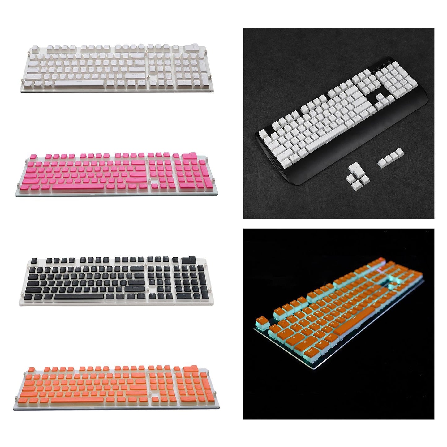 108 Key Keycaps PBT Pudding Keycaps for Cherry MX Mechanical Keyboard White